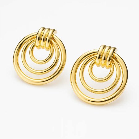 Brinco Círculos Concêntricos Banhado em Ouro 18k