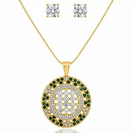 Conjunto Círculo de Luz Banhado em Ouro 18k