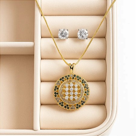 Conjunto Círculo de Luz Banhado em Ouro 18k