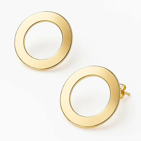 Brinco Circular Minimalista Banhado em Ouro 18k