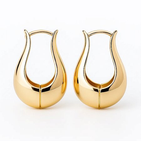 Brinco Gota Contemporânea Banhado em Ouro 18k