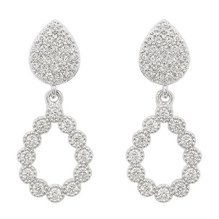 Brinco Gota Glamour Prata 925 com Zircônias