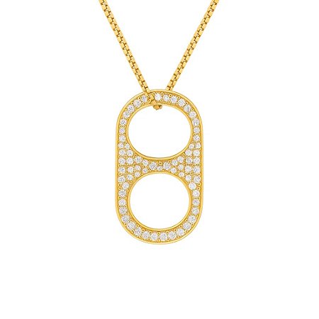 Colar com pingente de lacre cravejado em zircônia banhado em ouro 18k