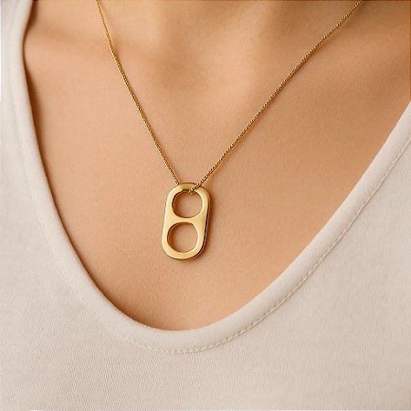 Colar de corrente com lacre banhado em ouro 18k