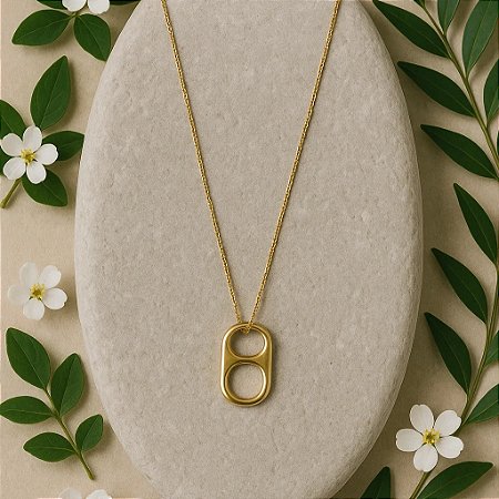Colar de corrente com lacre pequeno folheado a ouro 18k