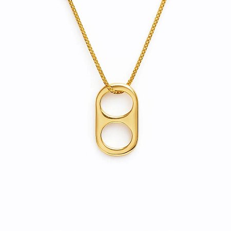 Colar de corrente com lacre pequeno folheado a ouro 18k