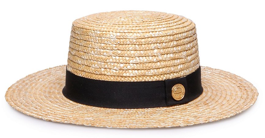 Chapéu Palheta Palha Dourada Aba Média 7cm Faixa Preta - Coleção Clássico