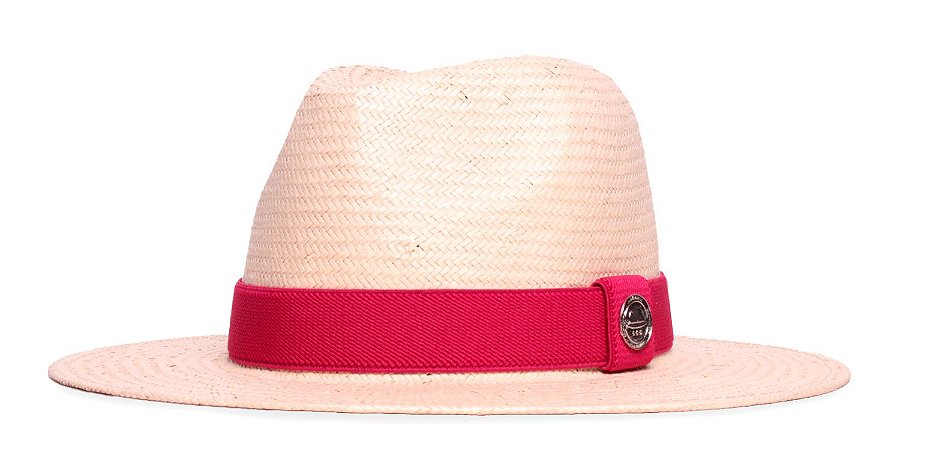 Chapéu Panamá Palha Shantung Bege Aba média 7cm - Coleção Elástica