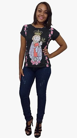 Blusa Desenho Nossa Senhora da Vitória - Floral