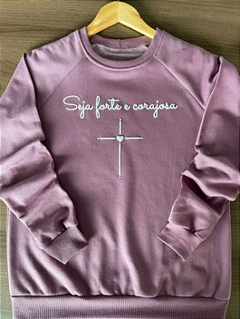 Moletom Raglan Seja Forte e Corajosa Cor Acaí -  Elegância, Conforto e Qualidade Superior