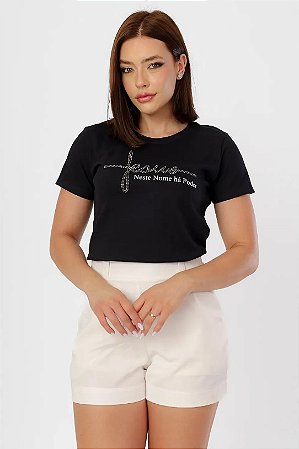 T-shirt Jesus neste nome Há Poder com Strass