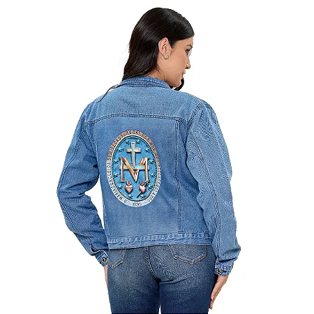 Jaqueta Feminina Jeans Medalha Nossa Senhora Das Graças