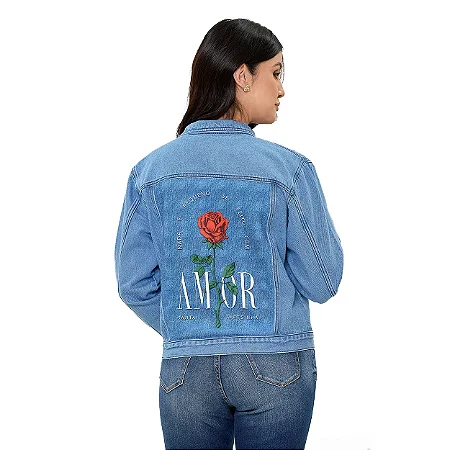 Jaqueta Feminina Jeans Rosa Santa Teresinha