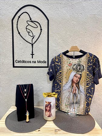 Kit Católico Nossa Senhora De Fátima Heroína 5 Peças