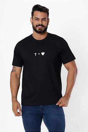 Camiseta Masculina Cruz Coração - Yeshua -  Confortável, Moderna e Estampada com Alta Definição!