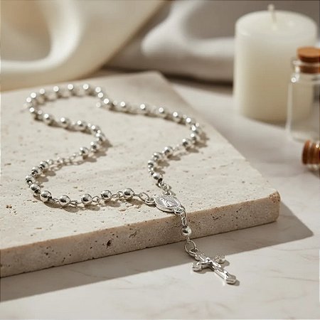 Kit 6 Terços Com Pérolas Nossa Senhora Garrafinha Com Rolha