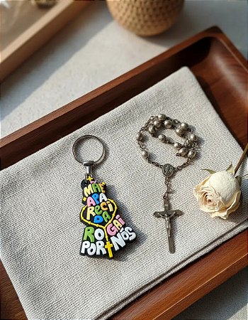 Chaveiro De Borracha Nossa Senhora Aparecida Rogai Por Nós Azul