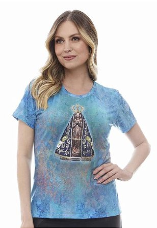 Baby look Azul Turquesa  Feminina Nossa Senhora Aparecida