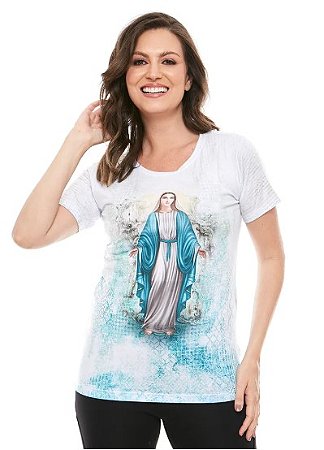 Baby Look  Feminina Branca Nossa Senhora das Graças