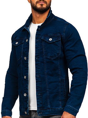 Jaqueta Jeans Azul Aveludado Masculina - Casaco de Frio - G