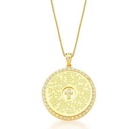 Colar Banhado ouro18k mandala Pai Nosso