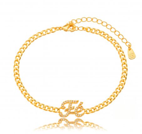 Pulseira Banhada ouro 18k Fé Micro Zircônia