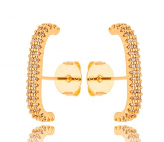 Brinco banhado ouro 18k Ear Hook Micro Zircônia