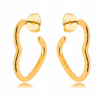 Brinco Banhado ouro 18k Argola Coração Liso