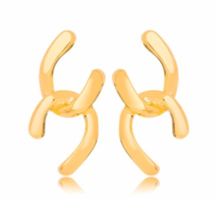 Brinco Banhado ouro 18k Detalhado Liso
