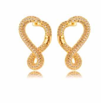 Brinco Banhado ouro 8k Torcido Micro Zircônia