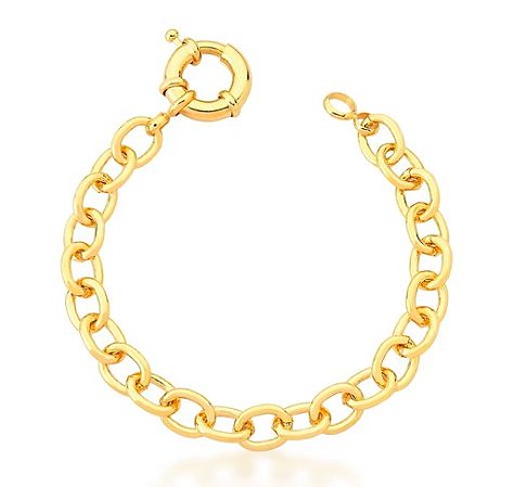 Pulseira Banhada  Ouro 18K Elos Com Fecho Boia