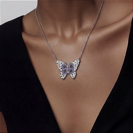 COLAR BORBOLETA EM PRATA 925.
