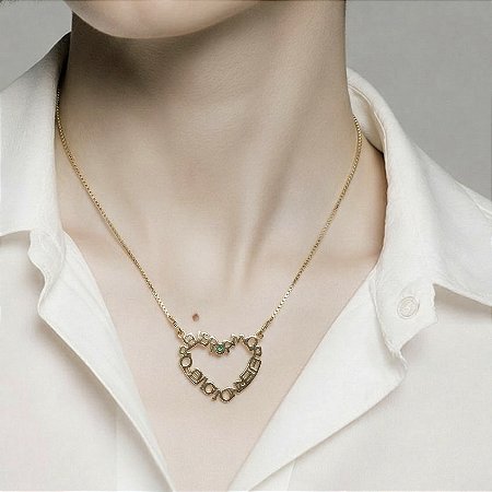 COLAR CORAÇÃO AMOR ETERNO DOURADO.