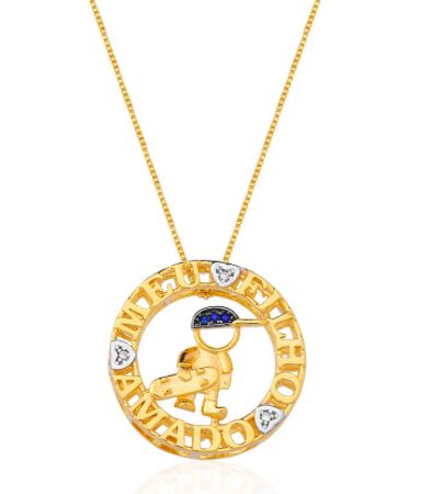 COLAR FOLHEADO OURO 18K MANDALA MEU FILHO AMADO