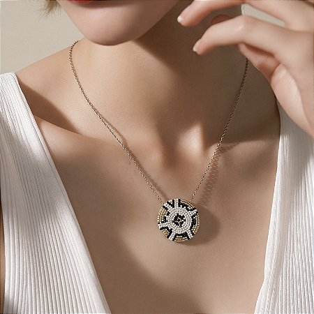 COLAR MANDALA REDONDA GRANDE ROSÉ