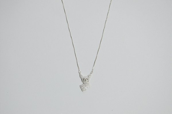 COLAR CACHORRINHO CRAVEJADO COM MICRO ZIRCÔNIA BRANCA EM PRATA 925.