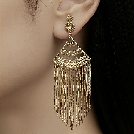 BRINCO FOLHEADO OURO 18K FRANJA