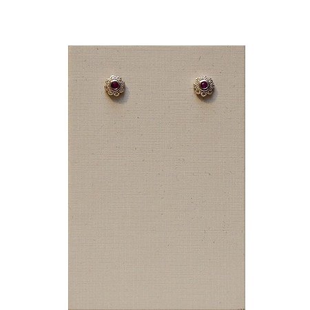 BRINCO DE PRATA FLORZINHA COM MINI ZIRCÔNIA CRAVEJADA E CRISTAL ROSA