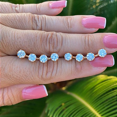 BRINCO FOLHEADO OURO 18K EAR CUFF COM 4 PONTOS DE LUZ