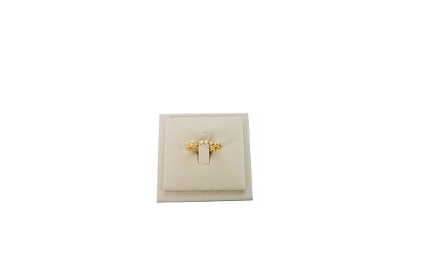 ANEL FOLHEADO OURO 18K TODO EM CRISTAL BRANCO