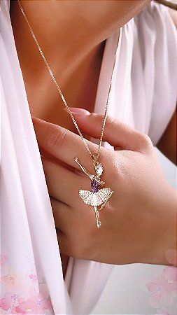 Colar  Banhado ouro 18k bailarina