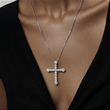 COLAR PRATA 925 CRUZ CRISTAL