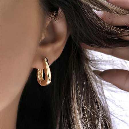Argola Banhada ouro 18k Media Lisa