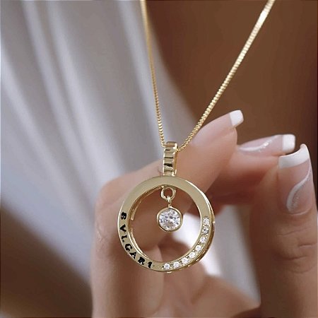Colar Banhado ouro 18k Redondo Vazado com zircônia Meio