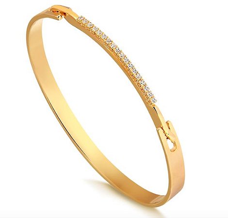 Pulseira  Folheada A Ouro  18K Bracelete Com Fileira De Zircônia