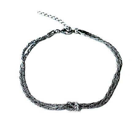 PULSEIRA FOLHEADO RODIO BRANCO DOIS FIOS