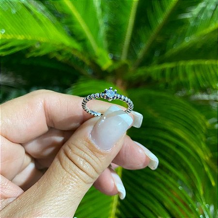 ANEL PRATA 925 SOLITARIO CRISTAL