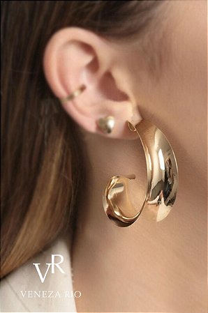 BRINCO FOLHEADO OURO 18K ARGOLA LARGA