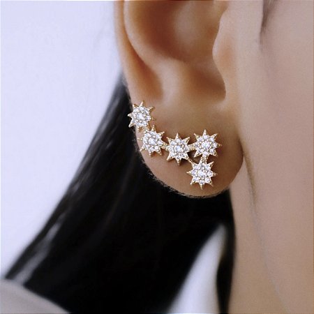 Brinco Banhado ouro 18k  Zircônia 5
