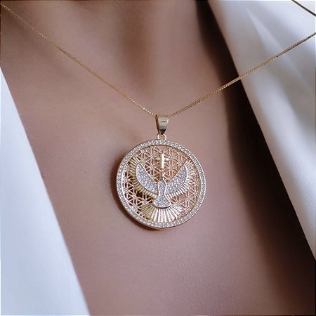 Colar Banhado ouro 18k mandala Espirito Santo